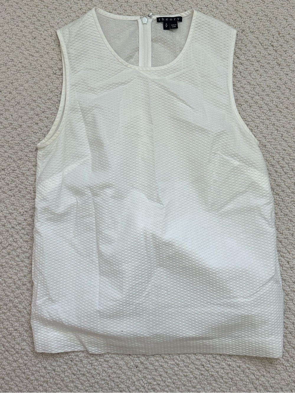 Theory Ivory Textured Sleeveless Shell Top